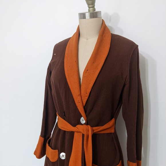 (13) vtg 1940s wool duster long day coat - Picture 2 of 6